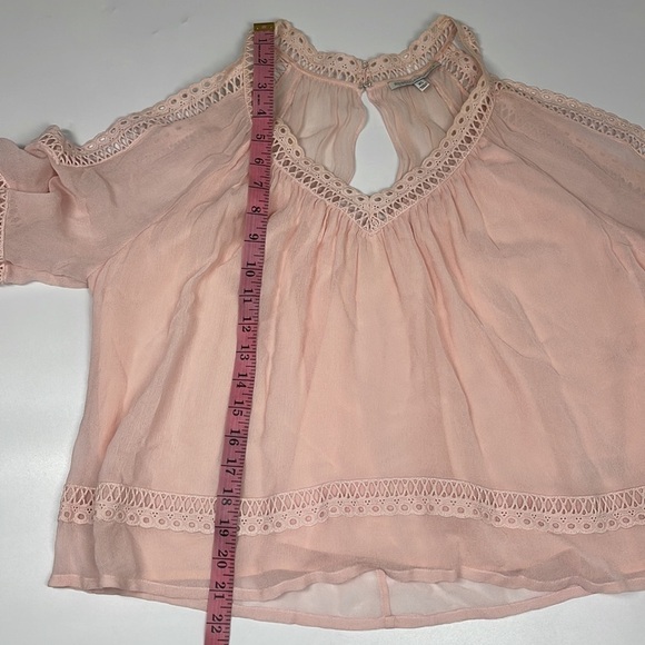 Rebecca Minkoff Deneuve Cold Shoulder V-Neck Blouse Top Pink Size XS - Picture 10 of 11